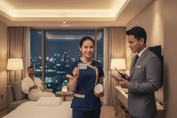 Professional in-room massage setup at a Bangkok hotel