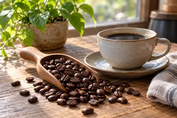 Indy Massage Chiang Mai: best coffee in Chiang Mai, fresh Arabica beans beside a black coffee