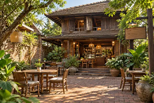 Indy Massage Chiang Mai: Old City cafes in Chiang Mai, an old teak house with a quiet courtyard