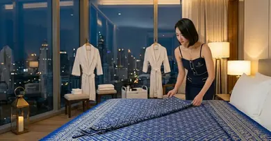 Bangkok hotel room prepared for in-room massage service