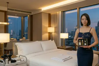 Bangkok home massage therapist arriving to a private condo or residence