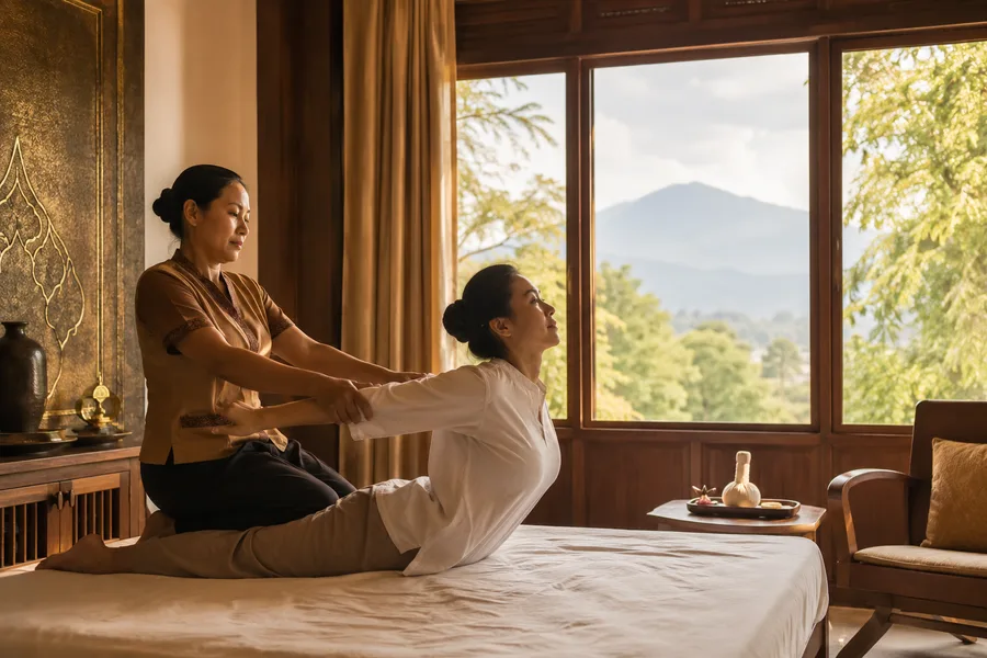 Thai massage session at a Chiang Mai accommodation by Indy Massage Bangkok