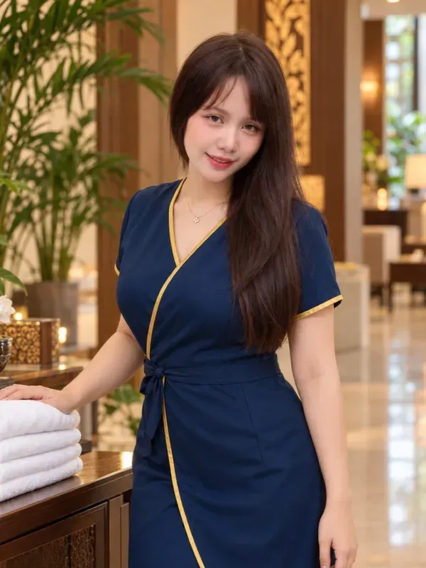 Indy Massage Bangkok outcall massage therapist Deeny in uniform