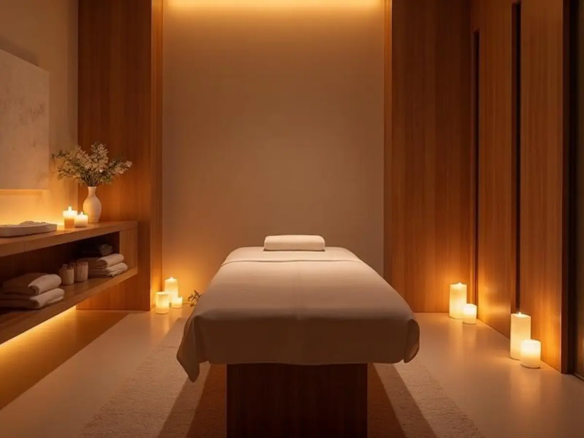 Professional in-room massage setup in a premium Bangkok hotel suite